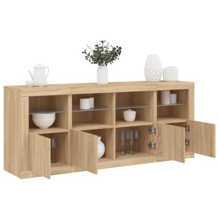 Credenza con Luci LED Rovere Sonoma 163x37x67 cm