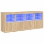 Credenza con Luci LED Rovere Sonoma 163x37x67 cm