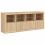 Credenza con Luci LED Rovere Sonoma 163x37x67 cm