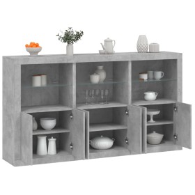 Credenza con Luci LED Grigio Cemento 181,5x37x100 cm