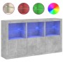 Credenza con Luci LED Grigio Cemento 181,5x37x100 cm