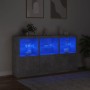 Credenza con Luci LED Grigio Cemento 181,5x37x100 cm