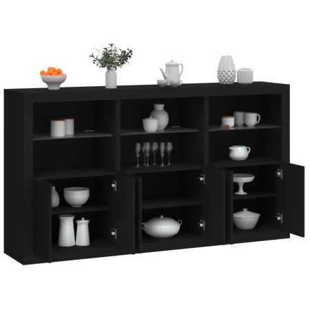 Credenza con Luci LED Nera 181,5x37x100 cm