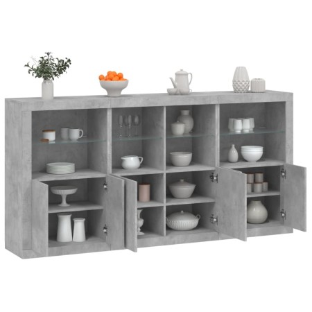 Credenza con Luci LED Grigio Cemento 202x37x100 cm