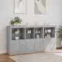 Credenza con Luci LED Grigio Cemento 202x37x100 cm