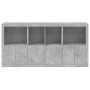 Credenza con Luci LED Grigio Cemento 202x37x100 cm