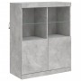 Credenza con Luci LED Grigio Cemento 202x37x100 cm