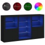 Credenza con Luci LED Nera 181,5x37x100 cm