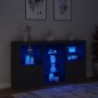 Credenza con Luci LED Nera 181,5x37x100 cm