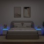 Comodini con Luci LED 2pz Bianchi 35x39x55 cm