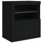 Credenza con Luci LED Nera 60,5x37x67 cm