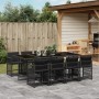 Set da Pranzo da Giardino 9 pz con Cuscini Nero in Polyrattan