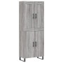 Credenza Grigio Sonoma 69,5x34x180 cm in Legno Multistrato