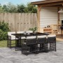 Set da Pranzo da Giardino 7 pz Nero con Cuscini in Polyrattan