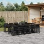 Set da Pranzo da Giardino 11 pz con Cuscini in Polyrattan Nero