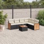 Set Divani da Giardino con Cuscini 7pz Nero Polyrattan