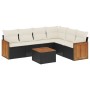 Set Divani da Giardino con Cuscini 7pz Nero Polyrattan