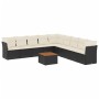 Set Divani da Giardino 10pz con Cuscini in Polyrattan Nero