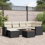 Set Divani da Giardino con Cuscini 7pz Nero Polyrattan