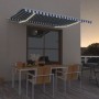 Tenda Automatica con Sensore Vento e LED 400x350 cm Blu Bianca