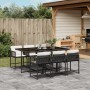 Set da Pranzo da Giardino 7 pz Nero con Cuscini in Polyrattan