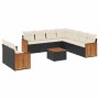 Set Divani da Giardino 10pz con Cuscini in Polyrattan Nero