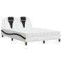 Letto con Materasso Bianco e Nero 140x190 cm in Similpelle