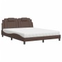 Letto con Materasso Marrone 160x200cm in Similpelle