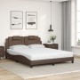 Letto con Materasso Marrone 160x200cm in Similpelle