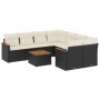 Set Divani da Giardino 9 pz con Cuscini Nero in Polyrattan