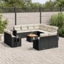 Set Divani da Giardino 12 pz con Cuscini Nero in Polyrattan