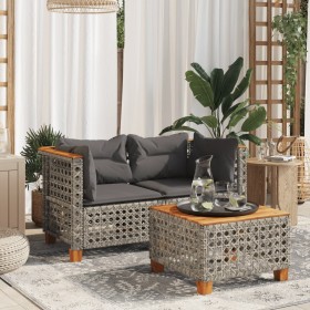 Divani Angolari da Giardino con Cuscini 2pz Polyrattan Grigio