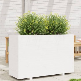 Fioriera da Giardino Bianca 110x40x72,5 cm Legno Massello Pino