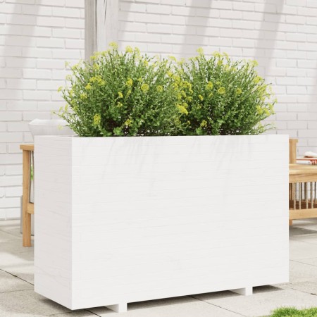 Fioriera da Giardino Bianca 110x40x72,5 cm Legno Massello Pino