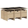 Set Pranzo da Giardino 7 pz con Cuscini Beige Misto Polyrattan