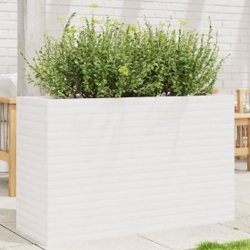 Fioriera da Giardino Bianca 110x40x68,5 cm Legno Massello Pino