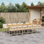 Set da Pranzo da Giardino 13 pz con Cuscini Beige in Polyrattan