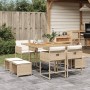 Set da Pranzo da Giardino 9 pz con Cuscini Beige in Polyrattan