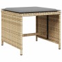 Set Pranzo da Giardino 15 pz con Cuscini Beige Misto Polyrattan