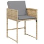 Set Pranzo da Giardino 15 pz con Cuscini Beige Misto Polyrattan