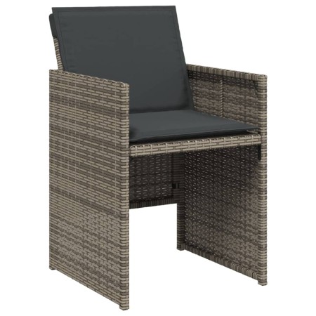 Set da Pranzo da Giardino 9 pz con Cuscini in Polyrattan Grigio