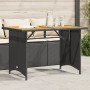 Tavolo da Giardino Piano in Legno Nero 110x68x70 cm Polyrattan