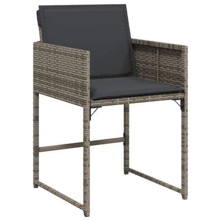 Set da Pranzo da Giardino 11pz con Cuscini in Polyrattan Grigio