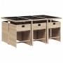 Set Pranzo da Giardino 7 pz con Cuscini Beige Misto Polyrattan