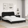 Letto con Materasso Nero e Bianco 140x200 cm in Similpelle