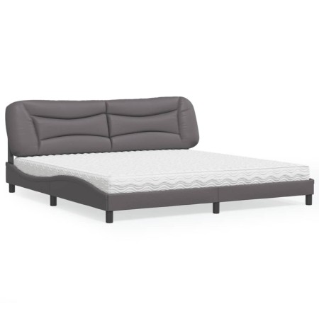 Letto con Materasso Grigio 200x200 cm in Similpelle