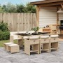 Set da Pranzo da Giardino 11 pz con Cuscini Beige in Polyrattan