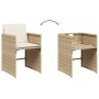 Set da Pranzo da Giardino 13 pz con Cuscini Beige in Polyrattan