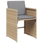 Set Pranzo da Giardino 15 pz con Cuscini Beige Misto Polyrattan