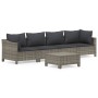 Set Divani da Giardino 5 pz con Cuscini in Polyrattan Grigio